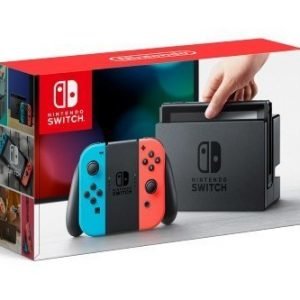 Nintendo Switch with Neon Blue and Neon Red Joy-Con