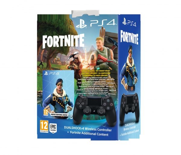 Playstation 4 Ps4 Dualshock 4 Peliohjain Musta+Fortnite Voucher