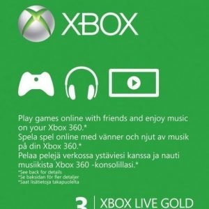 Xbox Live Gold Card (3 mth) (X360/Xbox One)